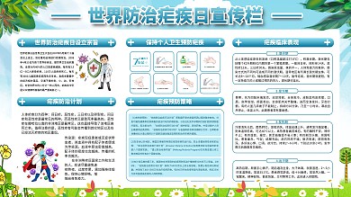 世界防治疟疾日勤洗手七步法卫生健康宣传栏