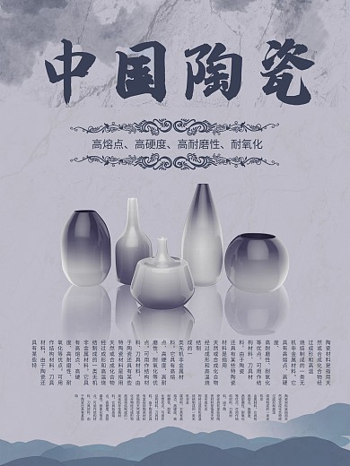 简约瓷器古玩展宣传海报