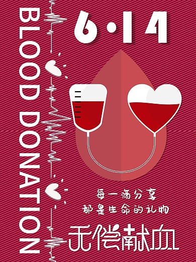 世界献血日海报（原创手绘）