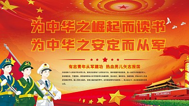 征兵参军报国宣传展板海报