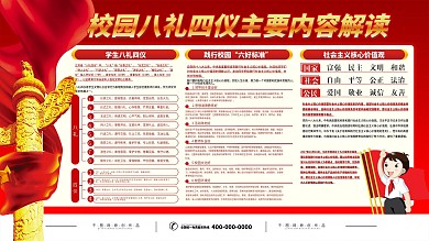 简约党建风校园八礼四仪宣传展板