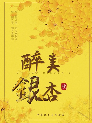 小清新醉美银杏海报