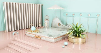 c4dins风小清新pc移动海报