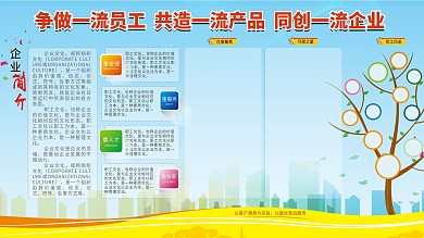 原创企业简介宣传栏公司文化员工风采展板