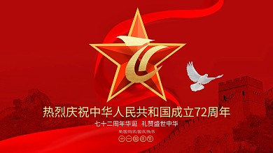 71字原创创意国庆节周年展板红色