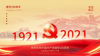 党建风庆祝中国共产党建党100周年展板