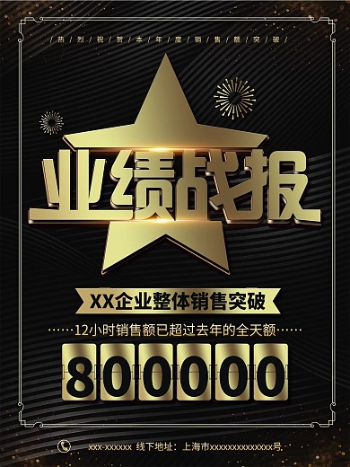 简约大气业绩战报企业战报促销海报