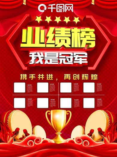 红色创意业绩榜海报