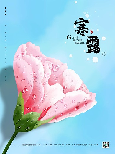 手绘寒露节气二十四节气小清新海报