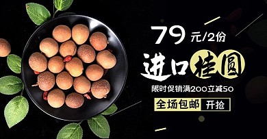 天猫美食桂圆干banner全屏海报模板