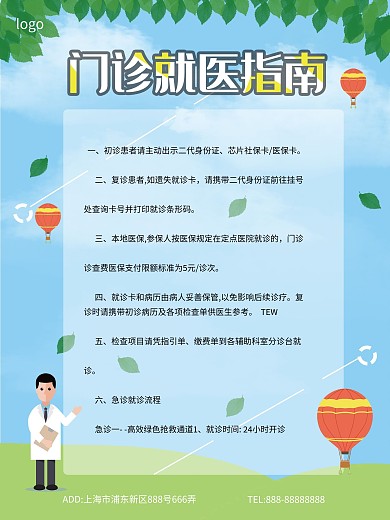 门诊就医指南海报展板