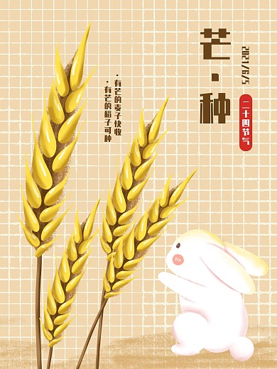 原创手绘二十四节气芒种可爱麦子手绘插画