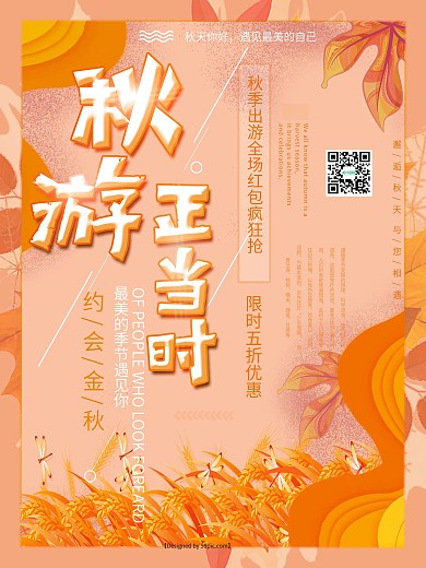 简约秋游正当时海报