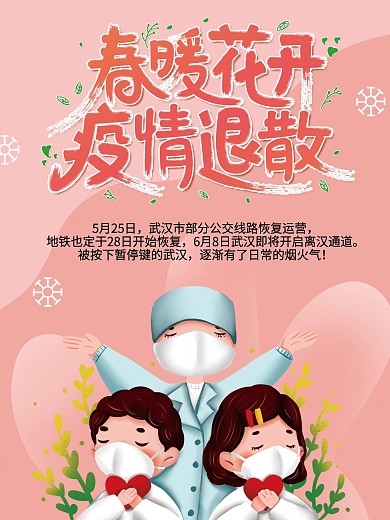 武汉苏醒疫情退散海报