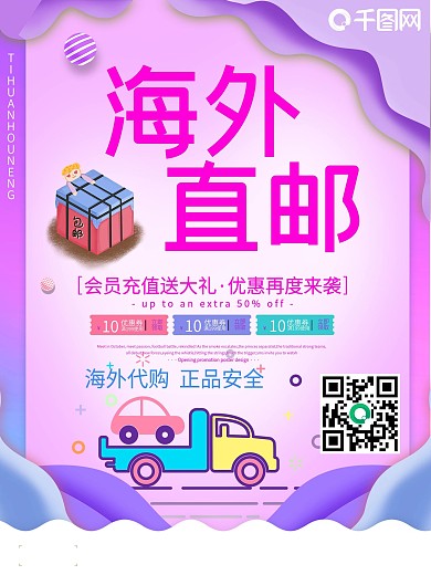简约创意全球免邮直达宣传海报