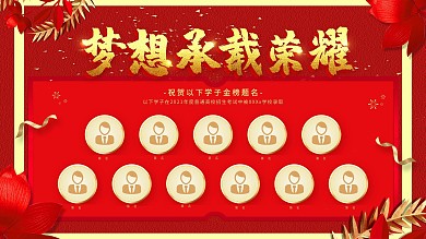 红色大气高考光荣榜状元榜展板设计