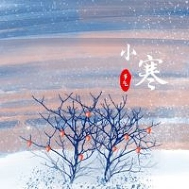 公众号次图手绘二十四节气大寒小寒插画雪地
