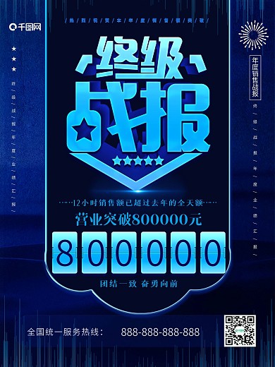 简约立体字终级战报企业海报