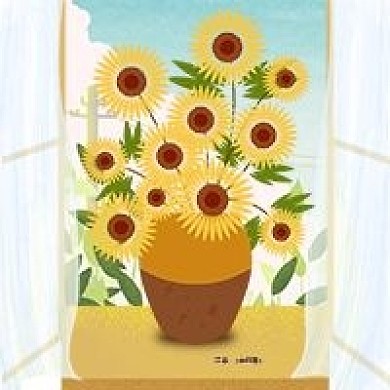 手绘梵高向日葵公众号次图