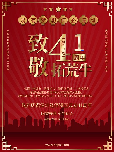原创致敬拓荒牛深圳特区40周年公益海报