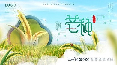 简约风二十四节气摄影图芒种节气宣传展板