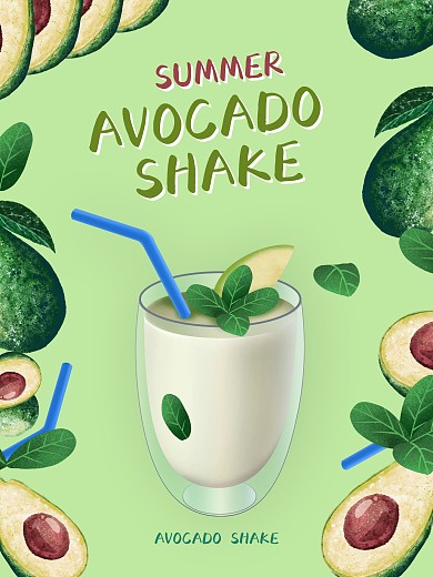 绿色饮料果汁餐饮美食夏日清凉特惠促销海报