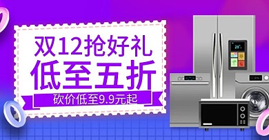 紫色炫彩风格双十二预售电器钻展