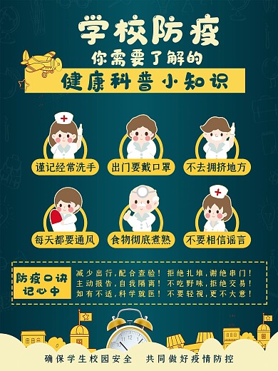 原创学校学校复课防疫科普知识海报