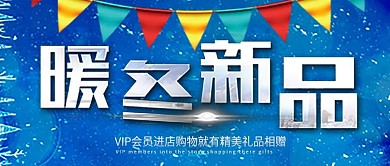 蓝色清新冬季冬天冬装促销