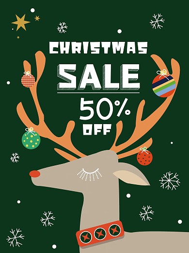 麋鹿圣诞节海报设计01