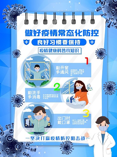 疫情海报新冠肺炎病毒防护防疫冠状简约抗疫