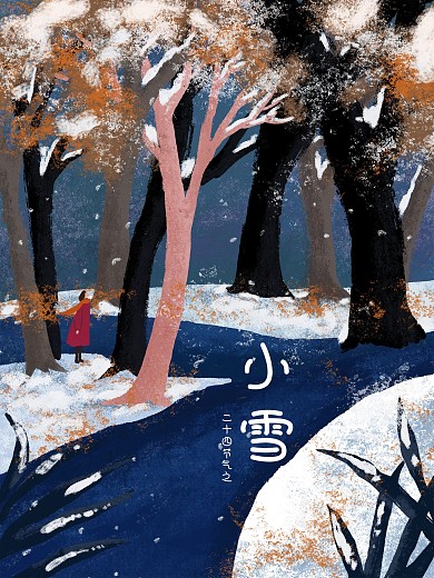 原创小雪插画风节气海报