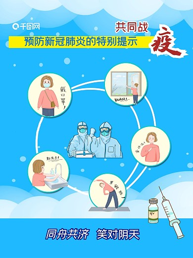 预防新冠病毒肺炎洗手通风带口罩段练提示