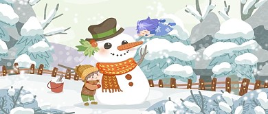冬天你好之儿童雪人雪地遇到雪精灵