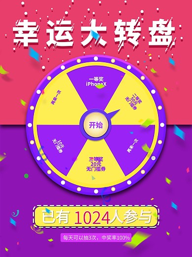 幸运大转盘抽奖回馈送礼海报