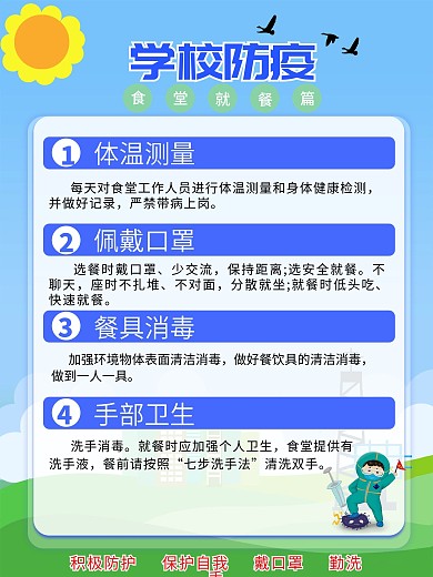 食堂防控疫情规范就餐海报