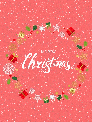 红色小清新圣诞快乐节日海报