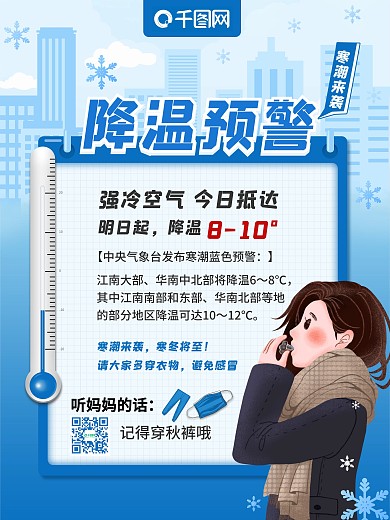 降温提醒预警海报