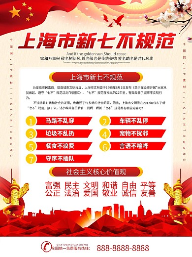 党建上海市新七不规范宣传海报