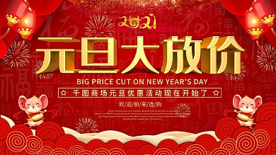 2020元旦跨年商场促销展板