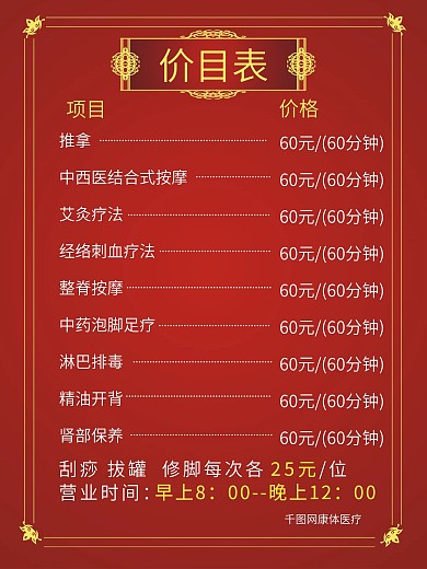 价目表图片