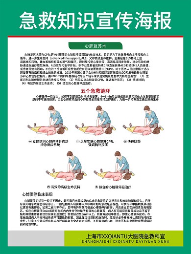 原创简约绿色急救知识宣传减灾海报