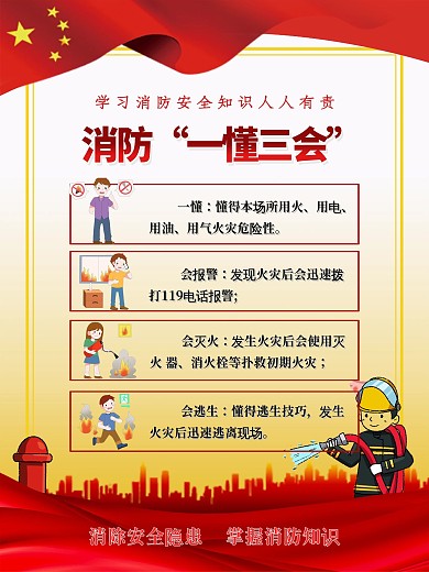 消防知识一懂三会海报