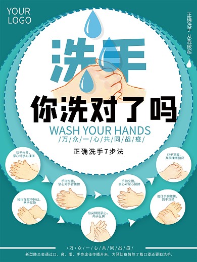 预防新冠病毒正确洗手宣传海报