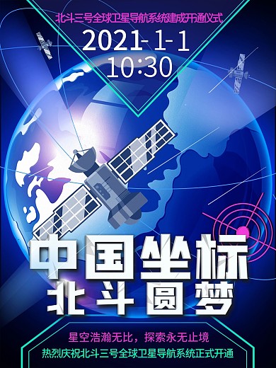 北斗三号卫星导航系统建成主题海报