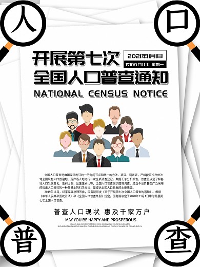 创意版式人口普查通知海报
