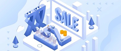 2.5D双十二年终促销矢量插画公众号封面