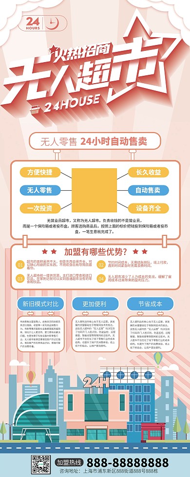 无人超市招商加盟宣传展架