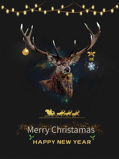 黑色麋鹿圣诞海报