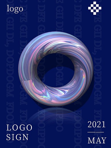 原创炫酷科技感3D圆环海报背景设计